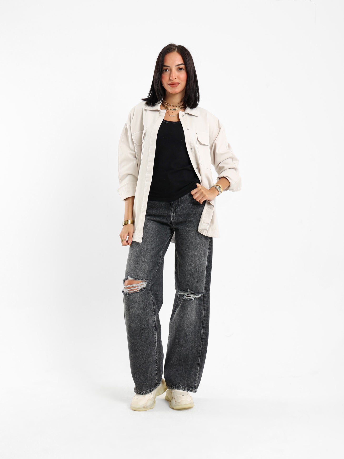Oversized Gabardine Overshirt Jacket