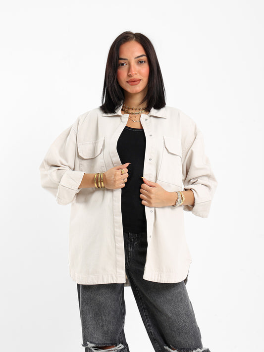 Oversized Gabardine Overshirt Jacket