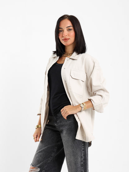 Oversized Gabardine Overshirt Jacket
