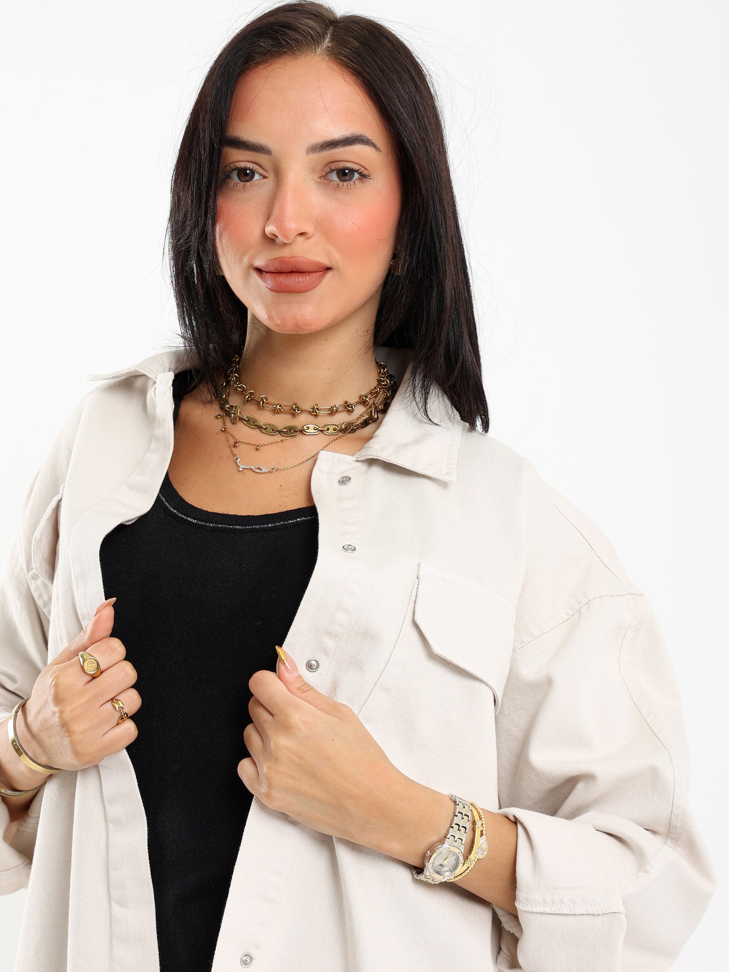 Oversized Gabardine Overshirt Jacket