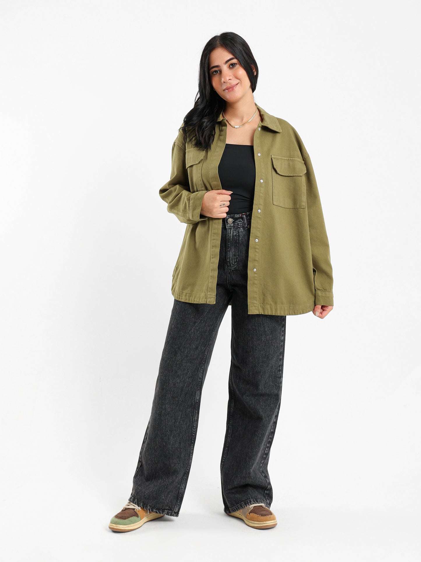 Oversized Gabardine Overshirt Jacket