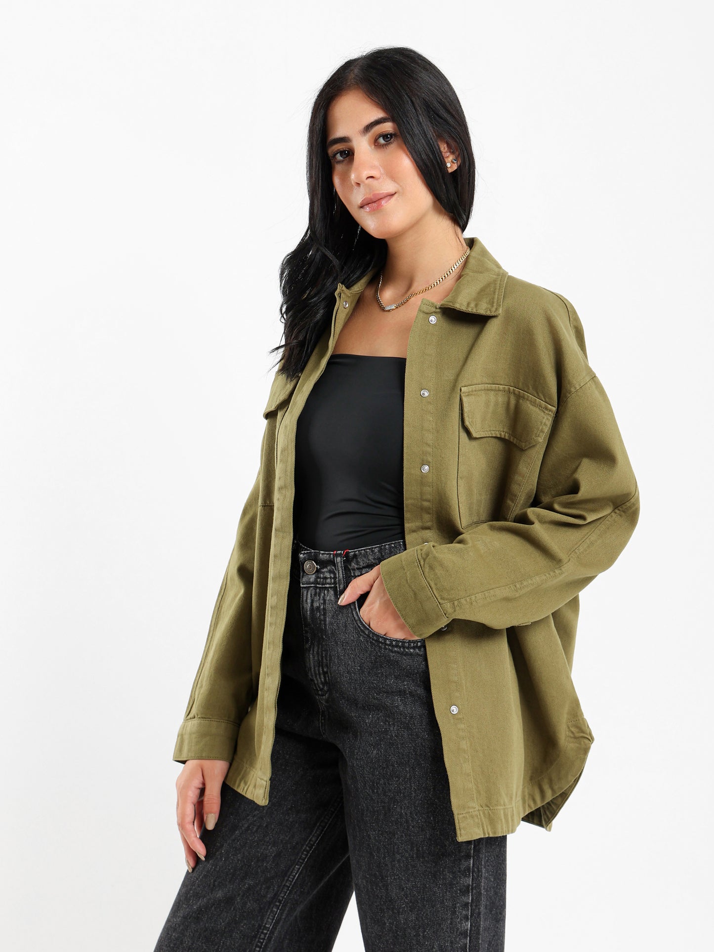 Oversized Gabardine Overshirt Jacket