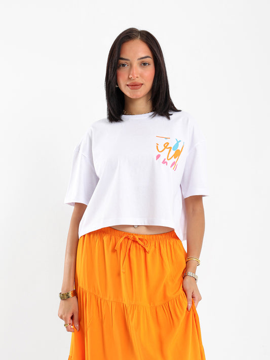 Cropped Printed T-shirt