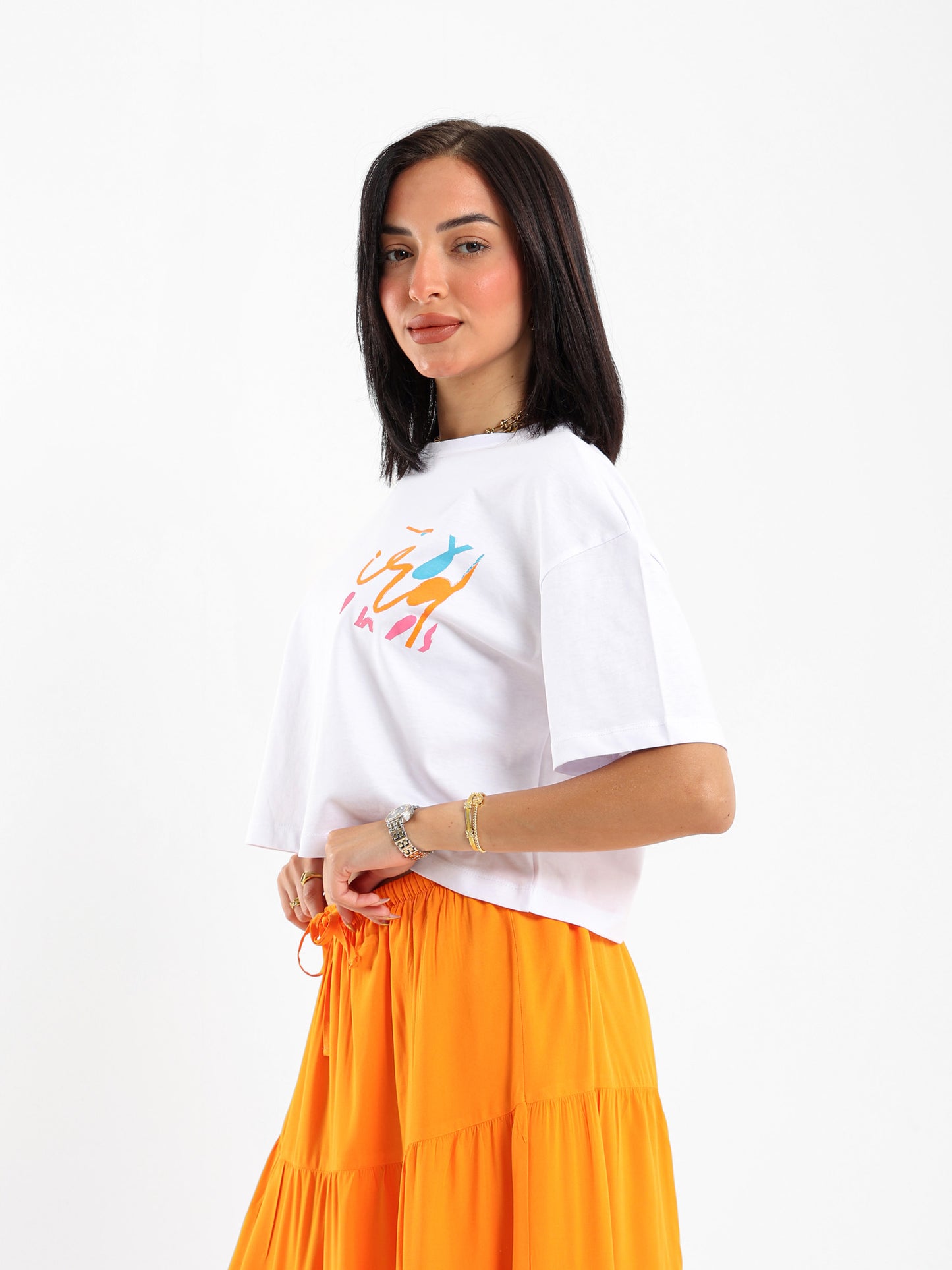 Cropped Printed T-shirt