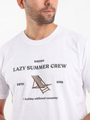 تيشيرت بقصة Lazy Summer Crew وطبعة أمامية