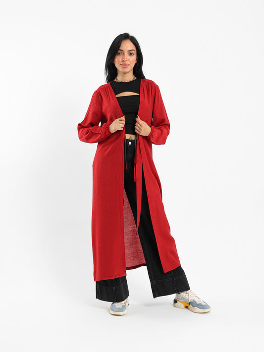Tie-Front Long Kimono