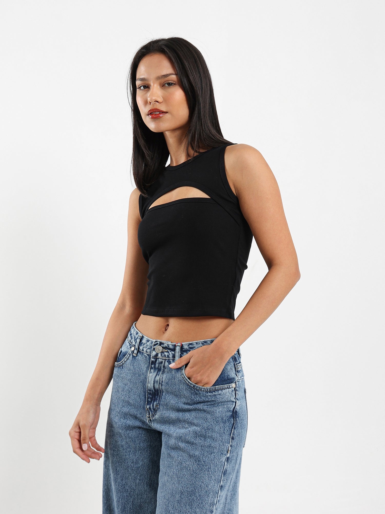 Cut-Out Sleeveless Top