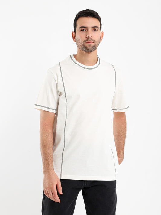 Contrast Detail Crew Neck T-shirt