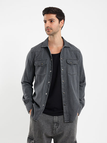 Snap Closure Long Sleeve Shirt