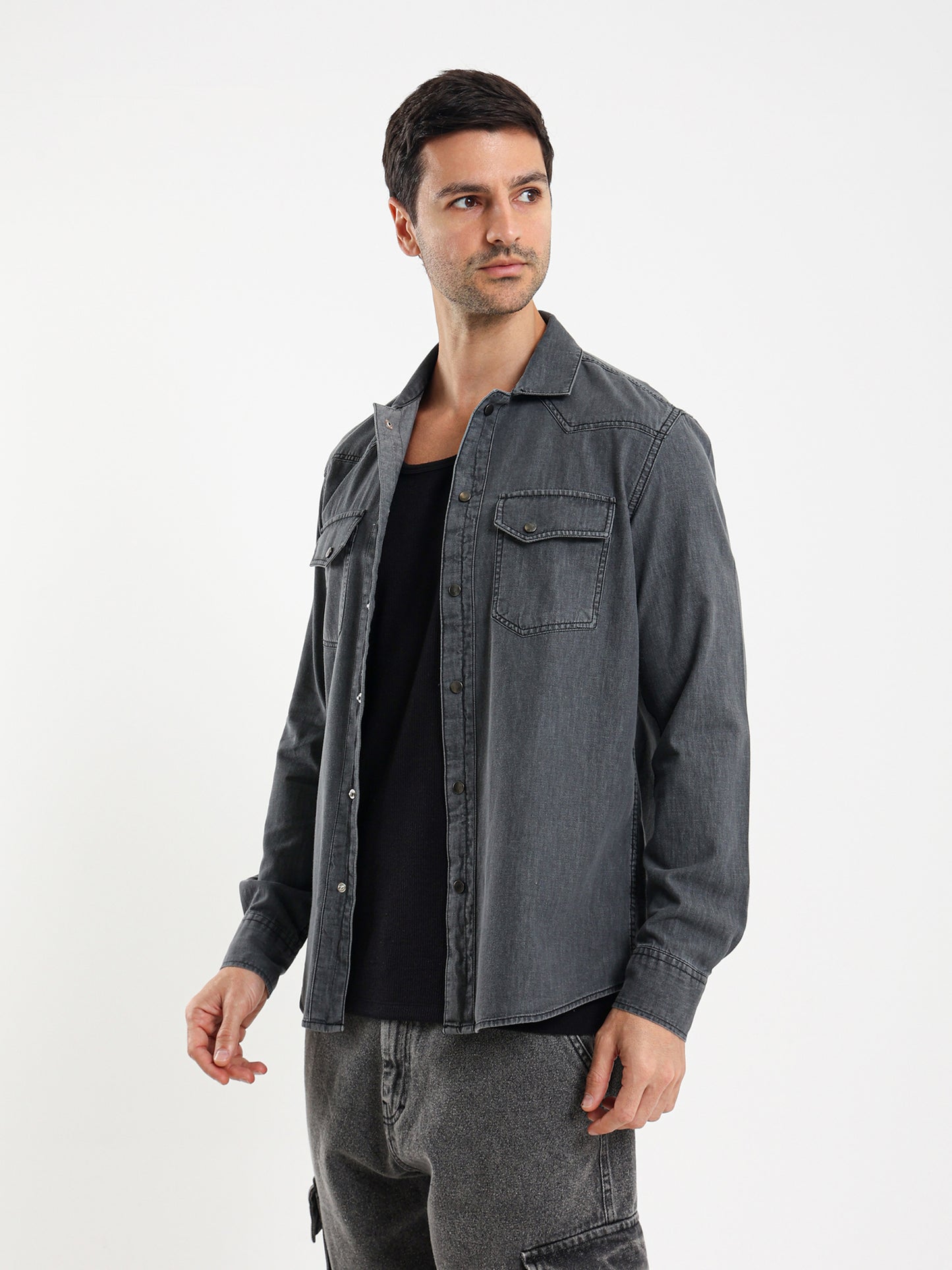 Snap Closure Long Sleeve Shirt