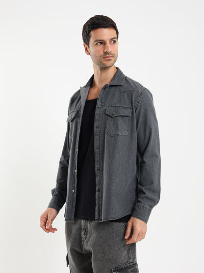 Snap Closure Long Sleeve Shirt