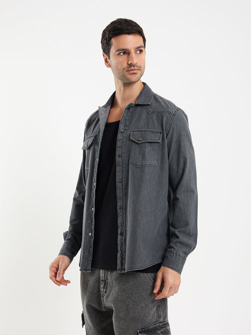 Snap Closure Long Sleeve Shirt