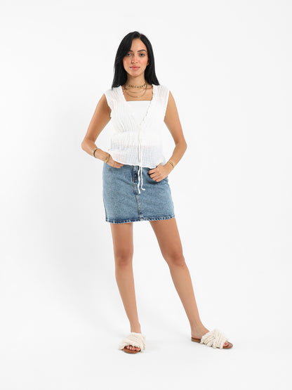 Crinkled Bow Front Top