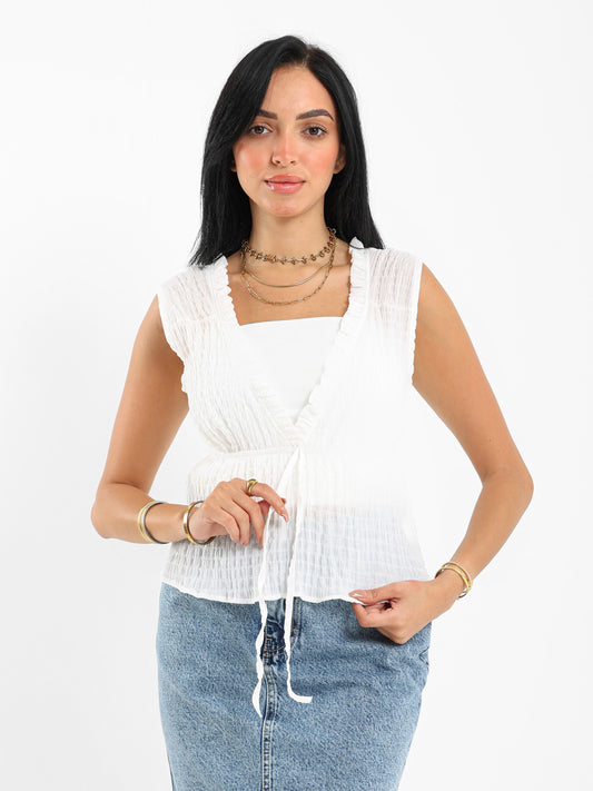 Crinkled Bow Front Top