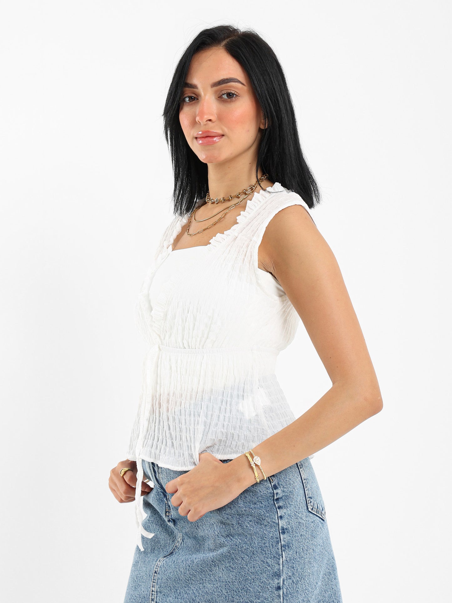 Crinkled Bow Front Top