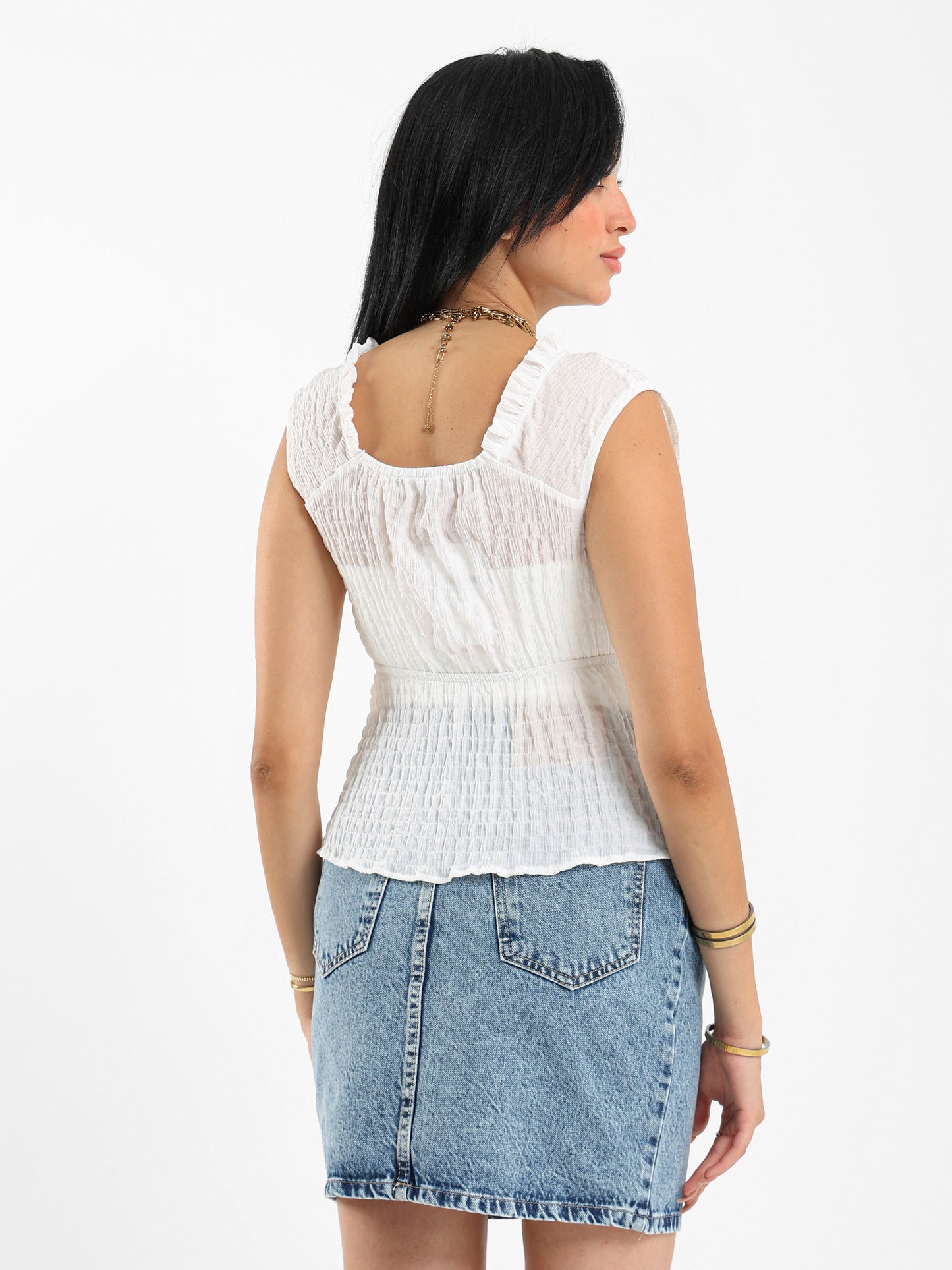 Crinkled Bow Front Top