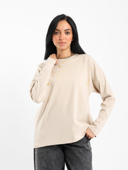 Metallic Printed Long Sleeves Tee