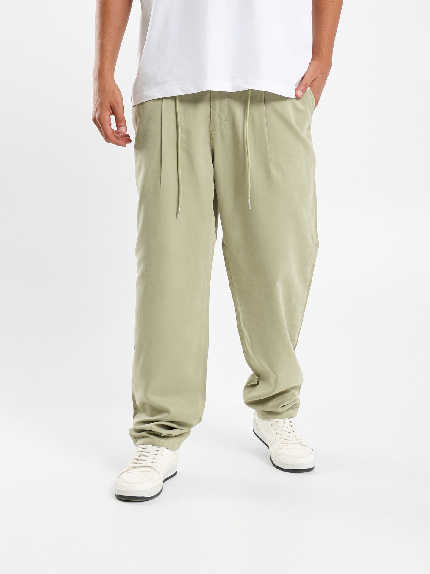 Relaxed Fit Pants with Embedded Cord