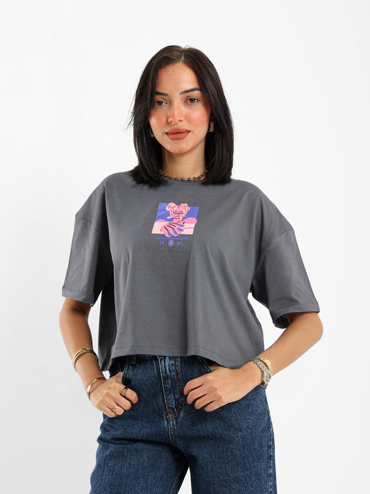 Cropped Half Sleeve Printed Top