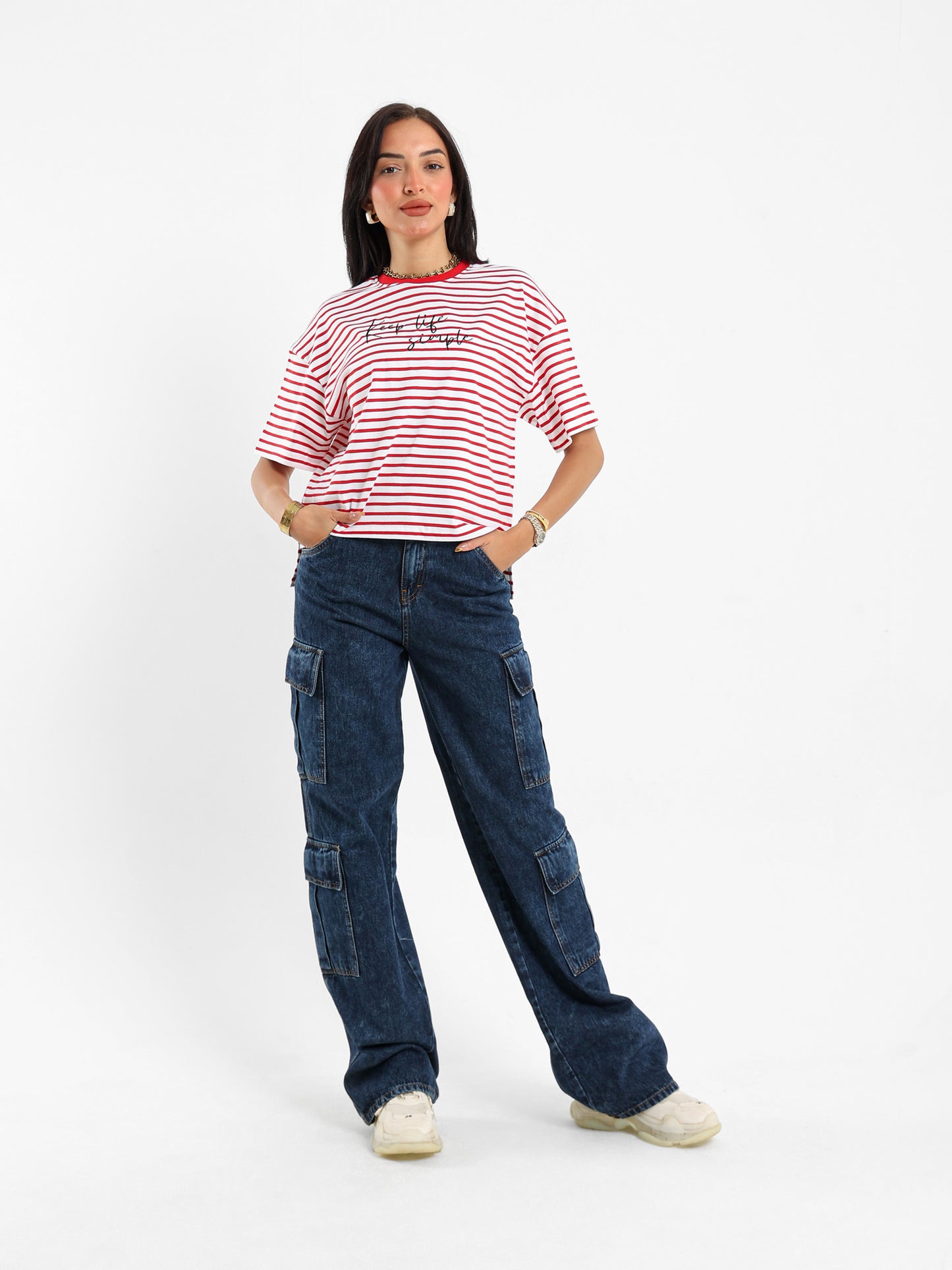 Striped Graphic Embroidered T-shirt