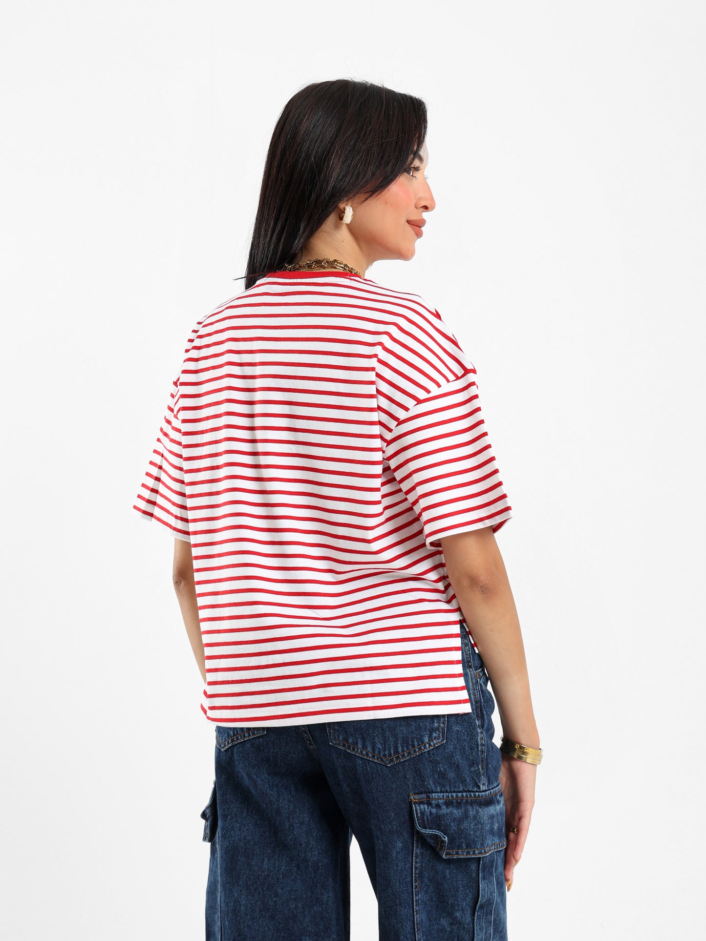Striped Graphic Embroidered T-shirt