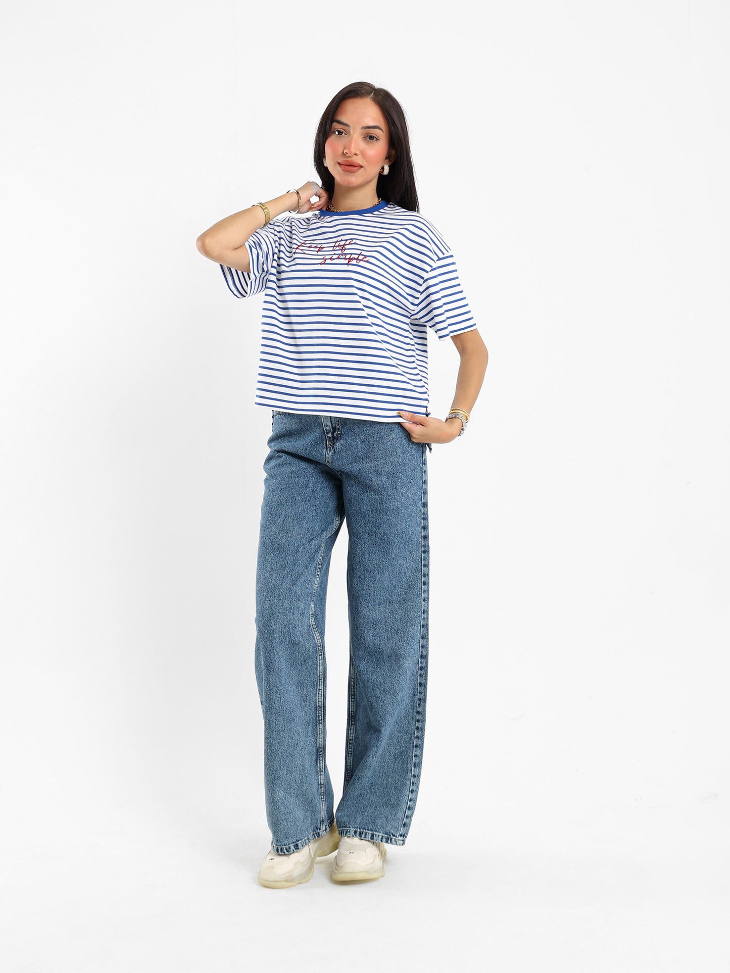 Striped Graphic Embroidered T-shirt