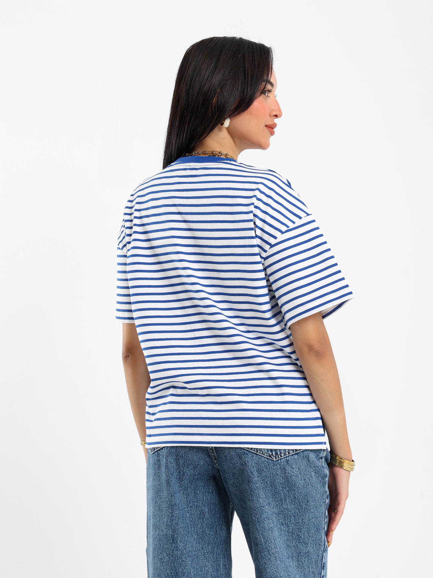 Striped Graphic Embroidered T-shirt