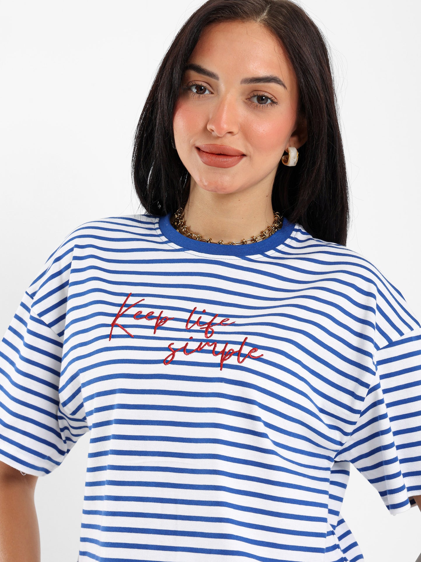 Striped Graphic Embroidered T-shirt