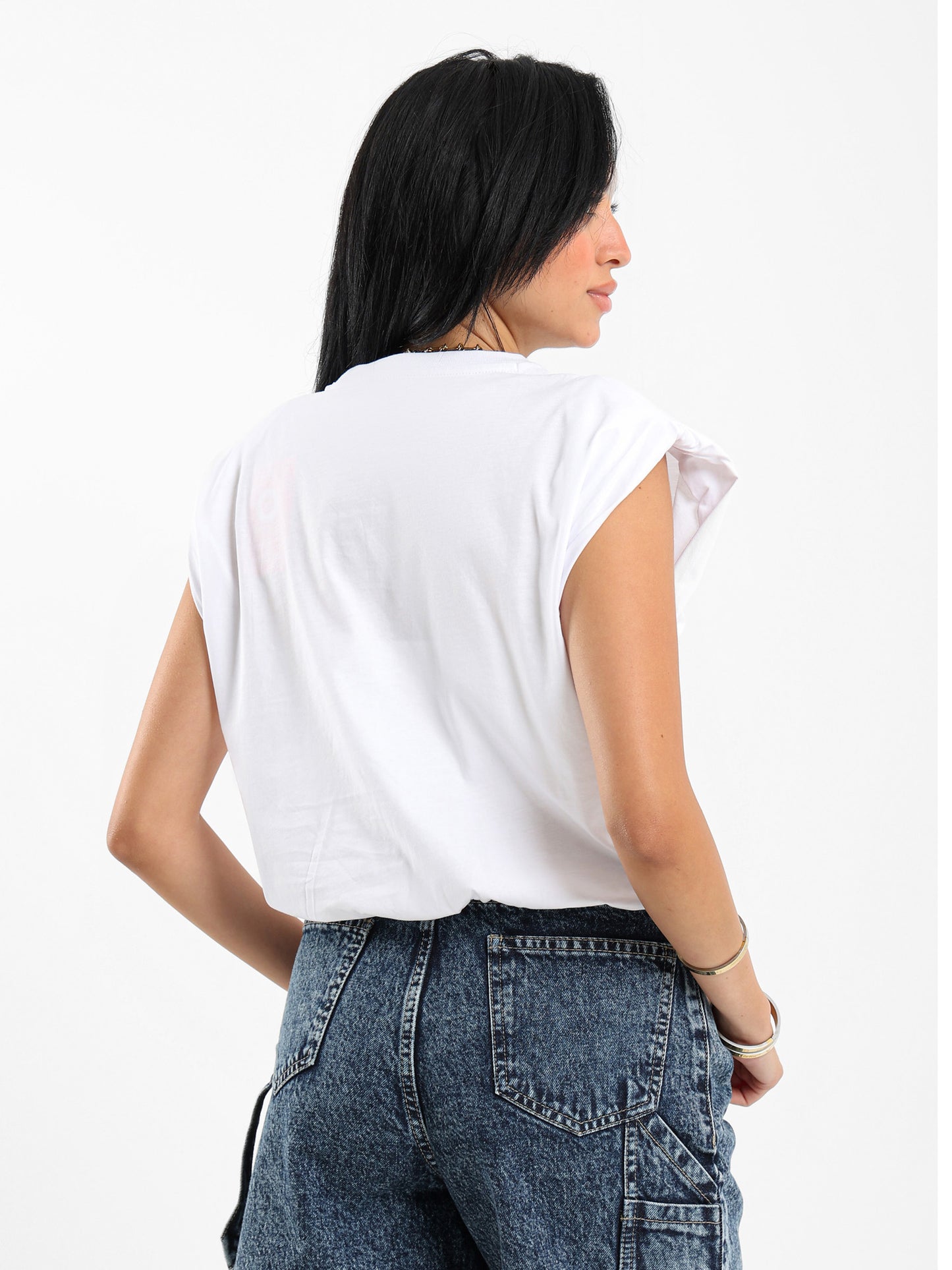 Padded Shoulder Cropped Top