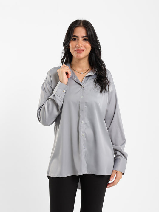Satin Open-Neck Shirt