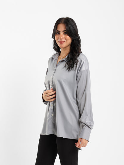Satin Open-Neck Shirt