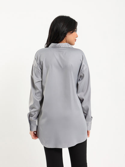 Satin Open-Neck Shirt