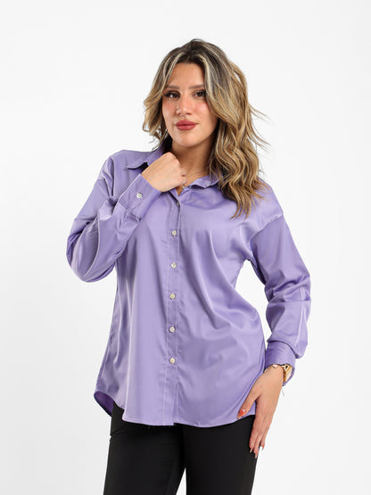 Satin Open-Neck Shirt