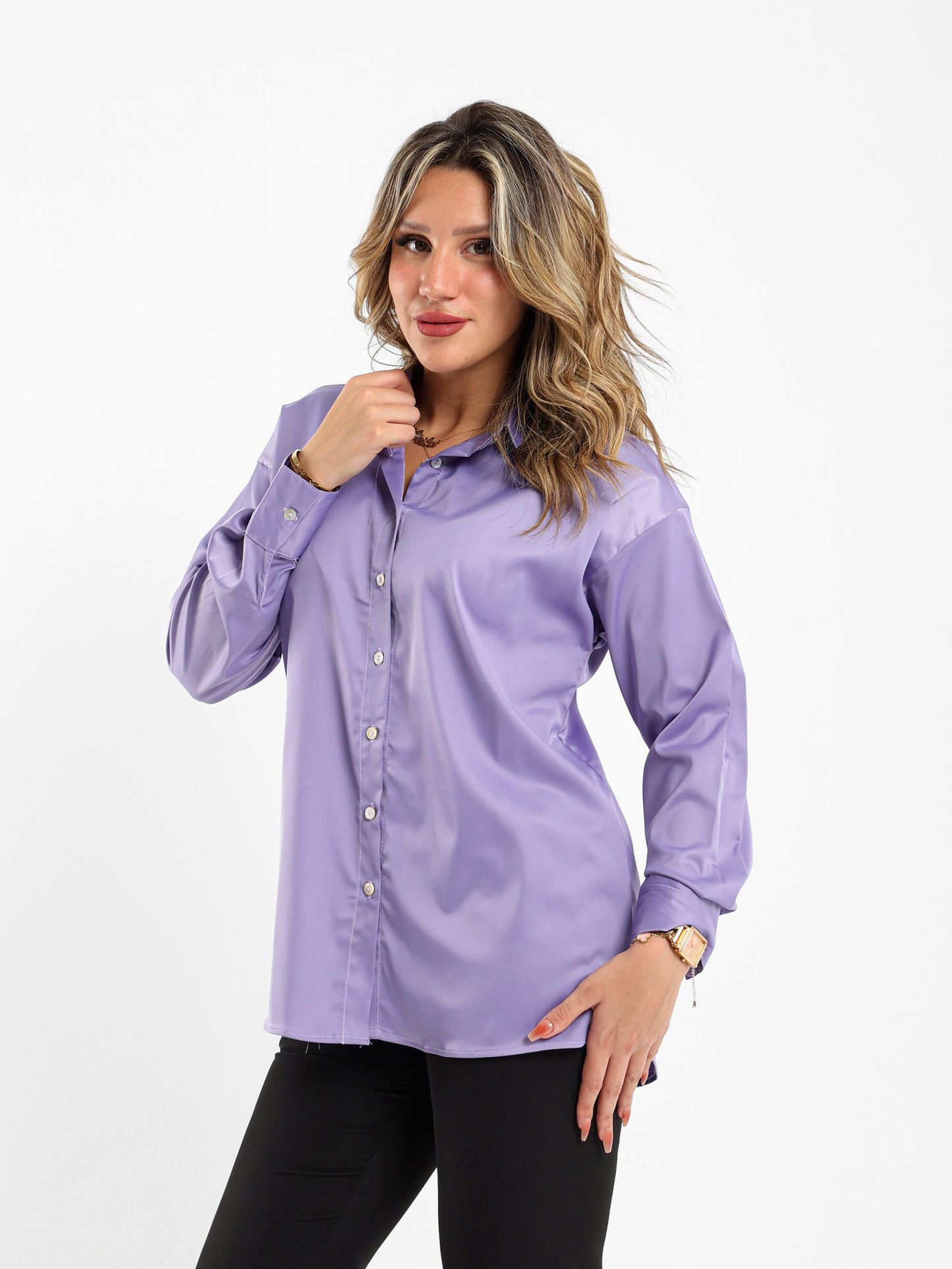 Satin Open-Neck Shirt
