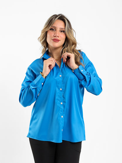 Satin Open-Neck Shirt