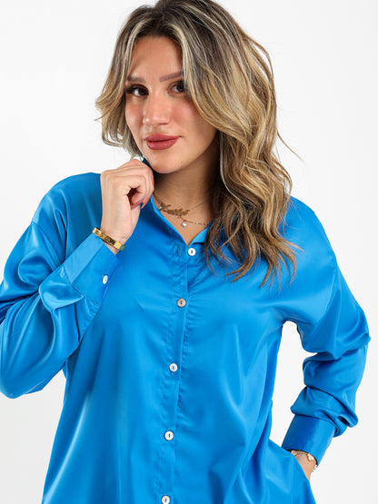 Satin Open-Neck Shirt