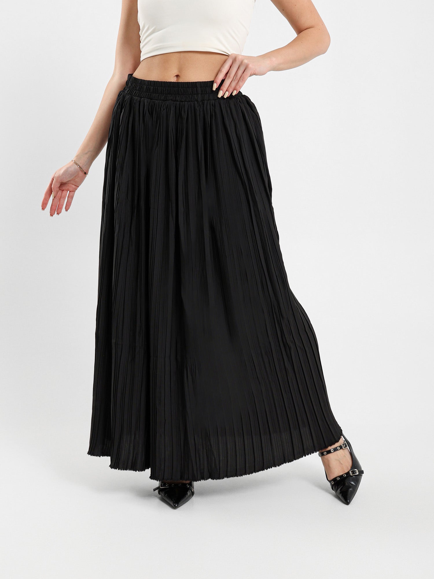 Flowy Pleated Midi Skirt