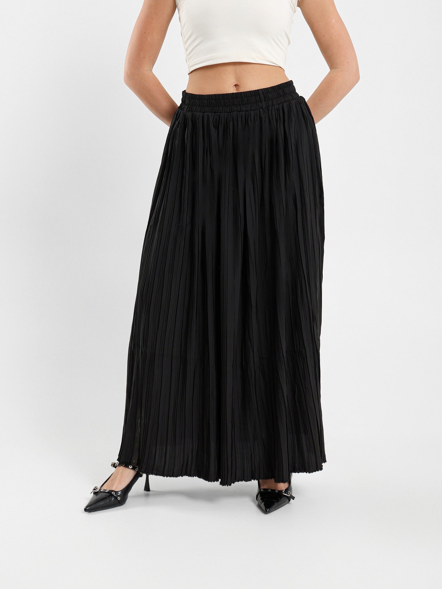 Flowy Pleated Midi Skirt