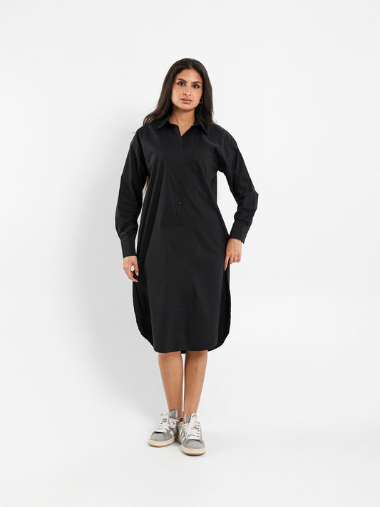 High Low Midi Shirt Dress
