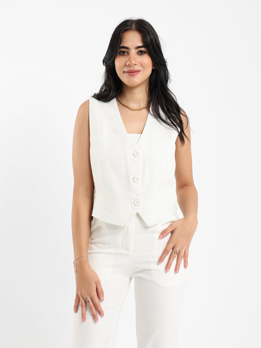 Linen Buttoned Front Vest