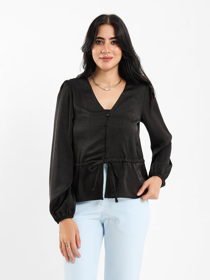 Satin Blouse With Drawstring