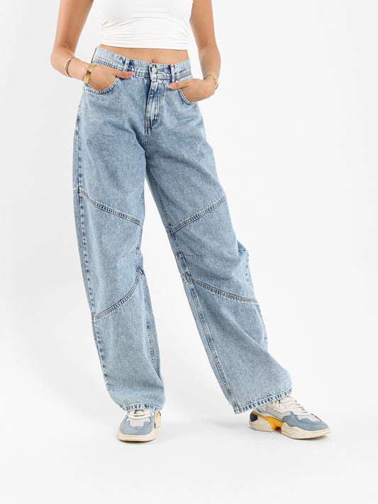 Balloon Fit Jeans with Seam Details