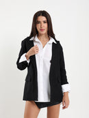 Linen Roll-Up Sleeve Blazer