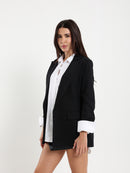 Linen Roll-Up Sleeve Blazer
