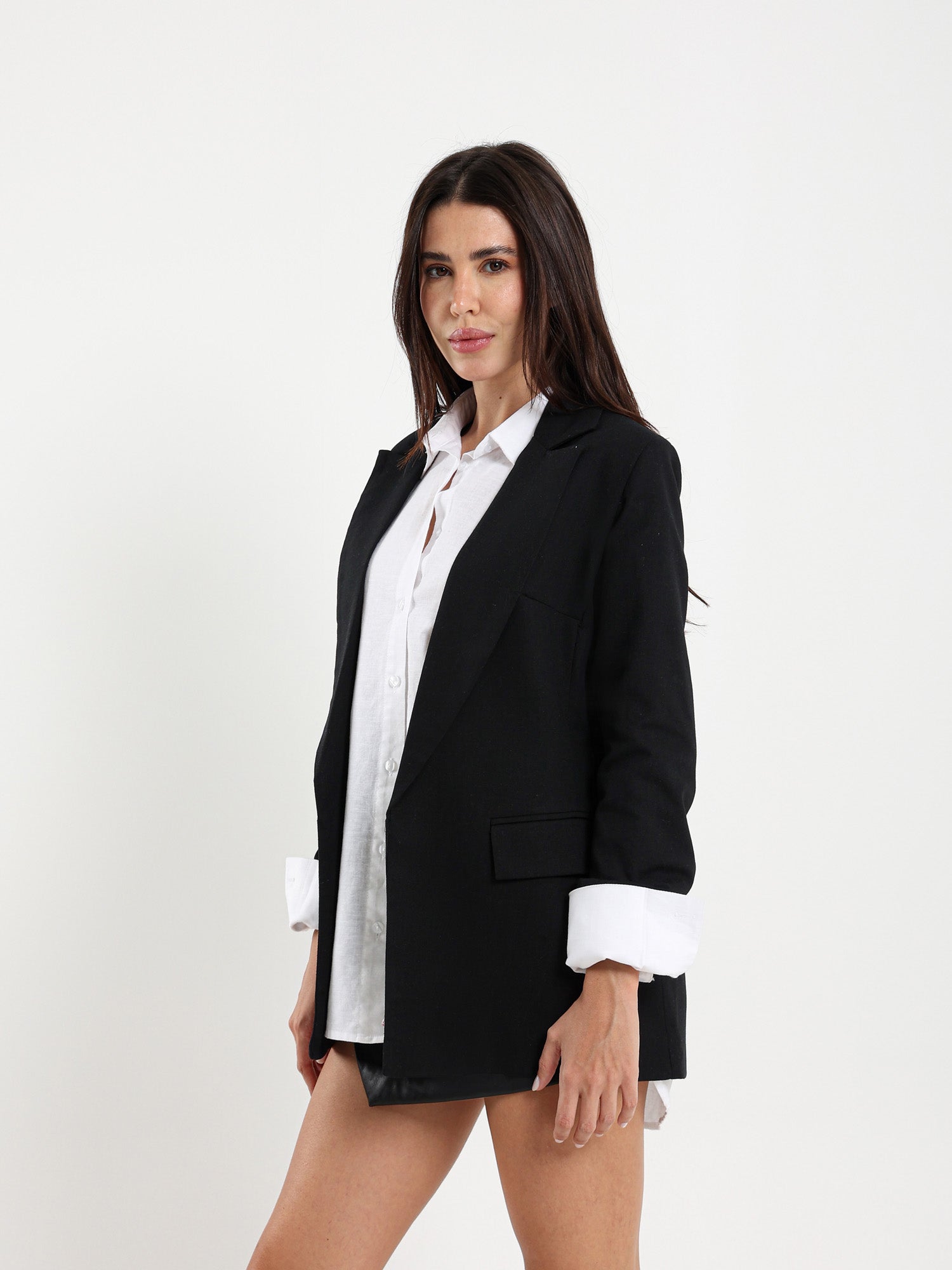 Linen Roll-Up Sleeve Blazer