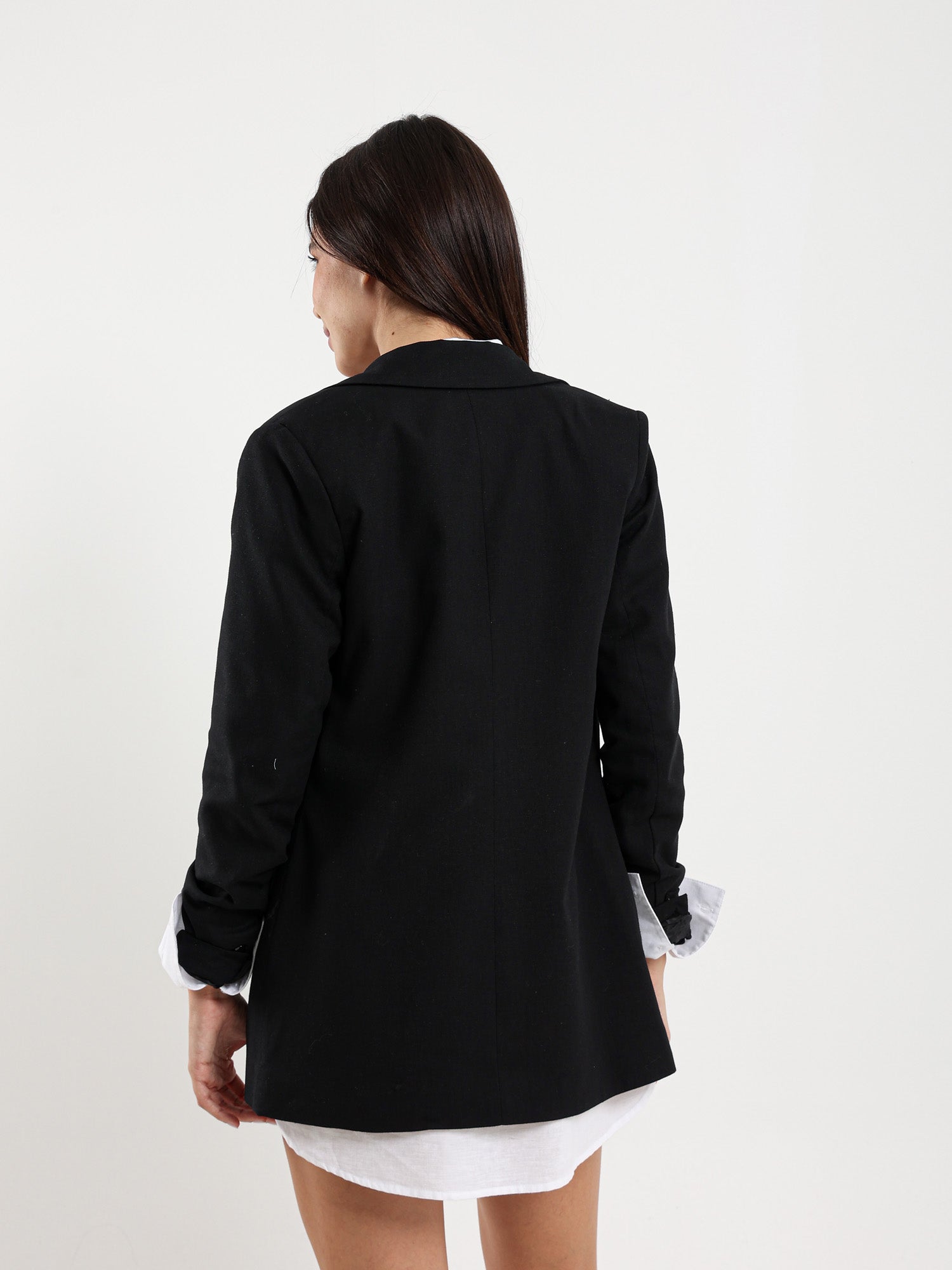 Linen Roll-Up Sleeve Blazer