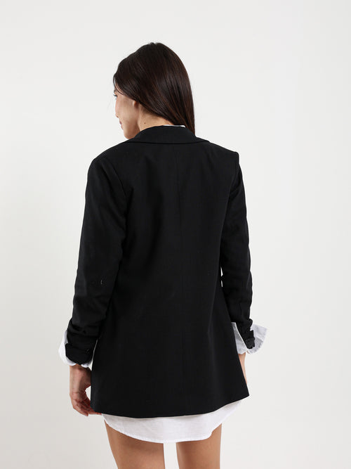 Linen Roll-Up Sleeve Blazer