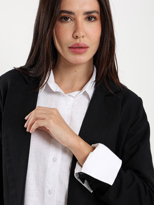 Linen Roll-Up Sleeve Blazer