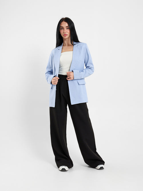 Linen Roll-Up Sleeve Blazer