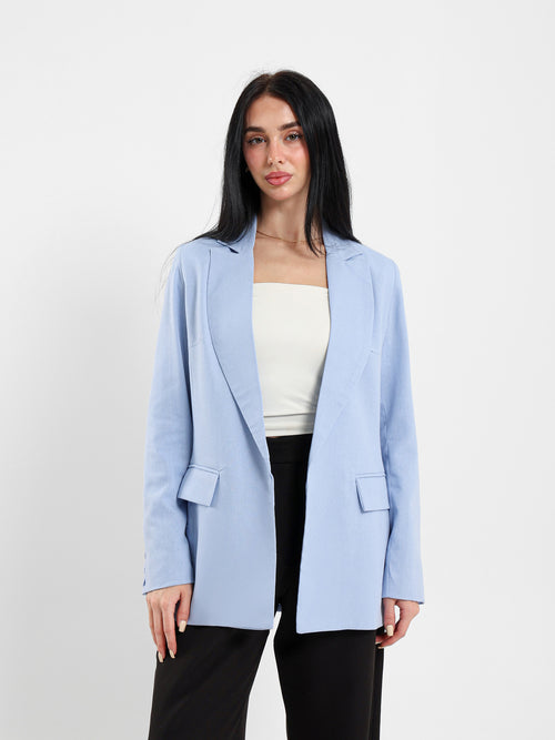 Linen Roll-Up Sleeve Blazer